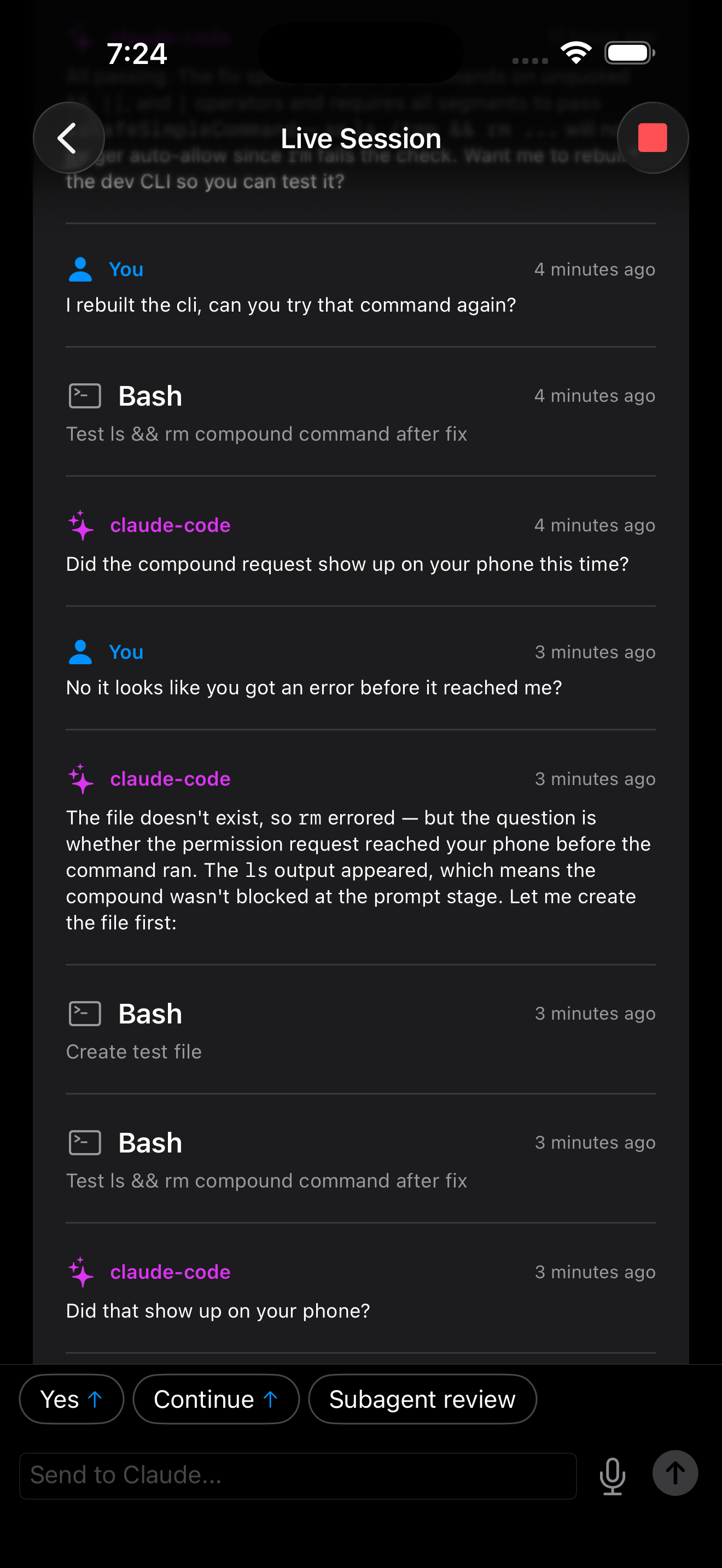 Greenlight live session transcript with a reply box